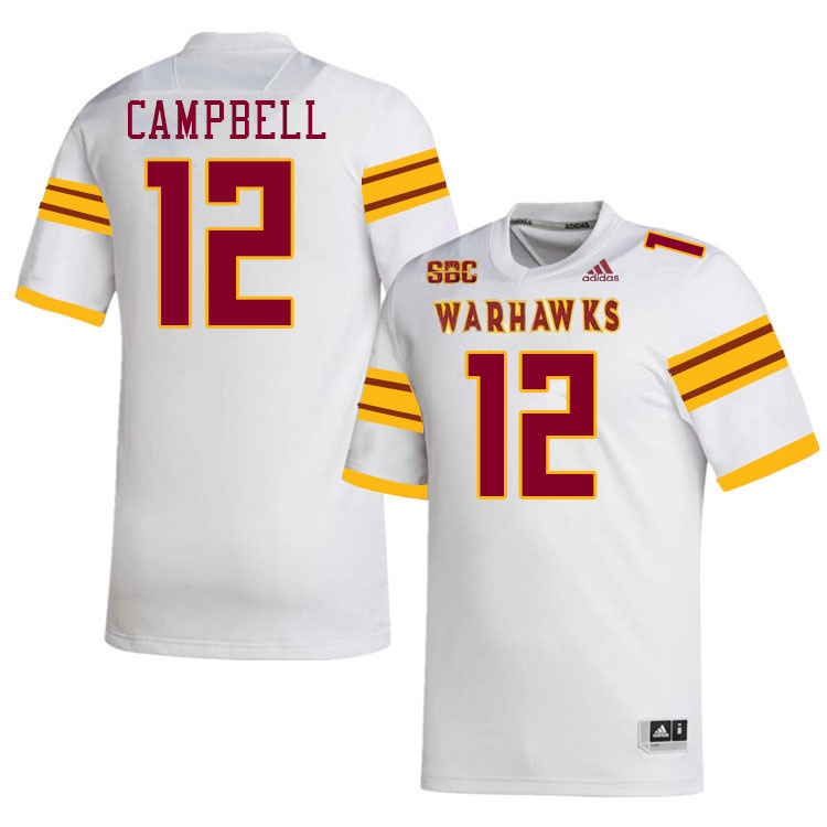 #12 Javon Campbell Louisiana-Monroe Warhawks College Football Jerseys Stitched-White